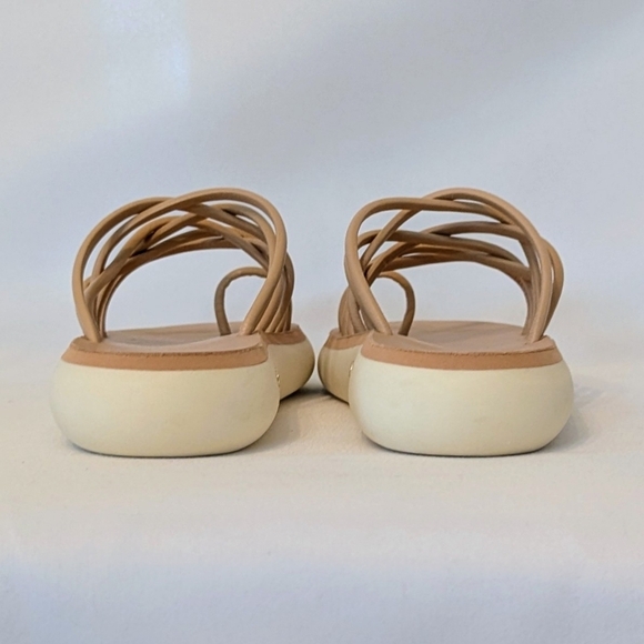 beek PEEP Leather Platform Sandal Flat Tube Straps Toe Ring Slip On Beach 7 NWOB - Picture 10 of 16